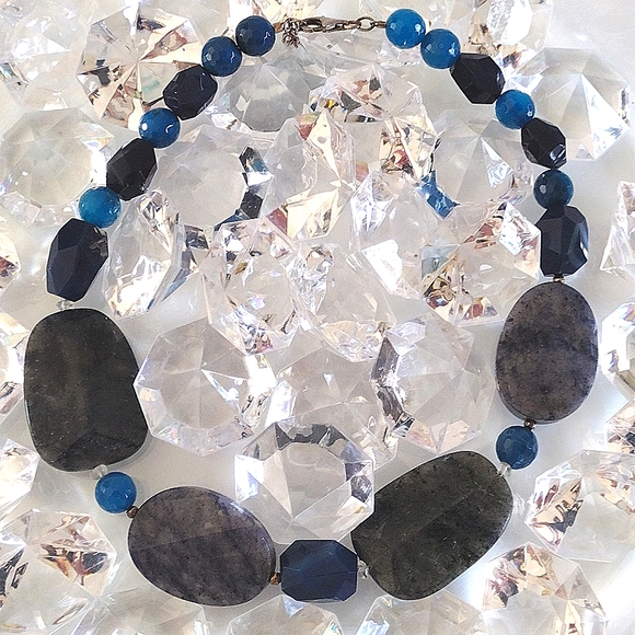 Barse 925 chunky blue lapis sodalite quartz necklace - Picture 1 of 12